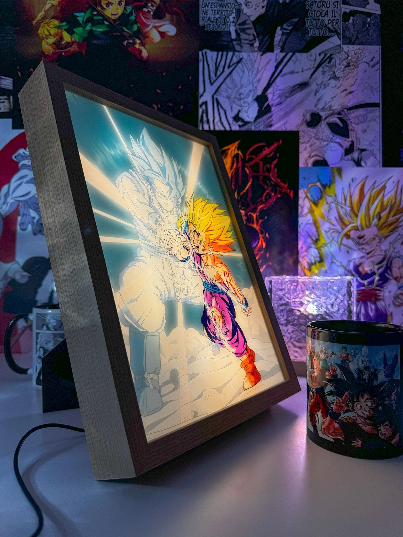 Gohan SSJ2 vs Cell LED Light Painting Lamp Artwork - DBZ - Copisteria Graphic