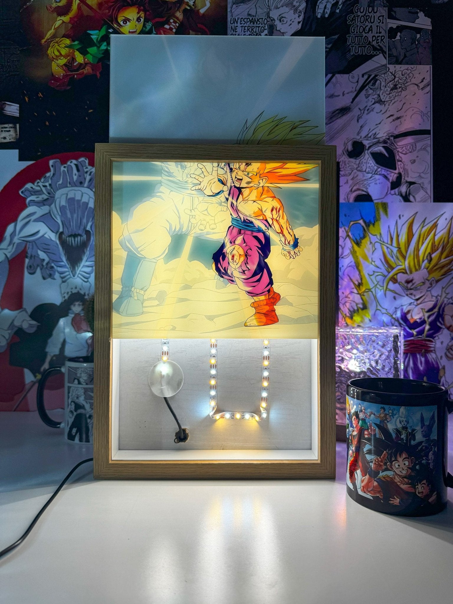 Gohan SSJ2 vs Cell LED Light Painting Lamp Artwork - DBZ - Copisteria Graphic