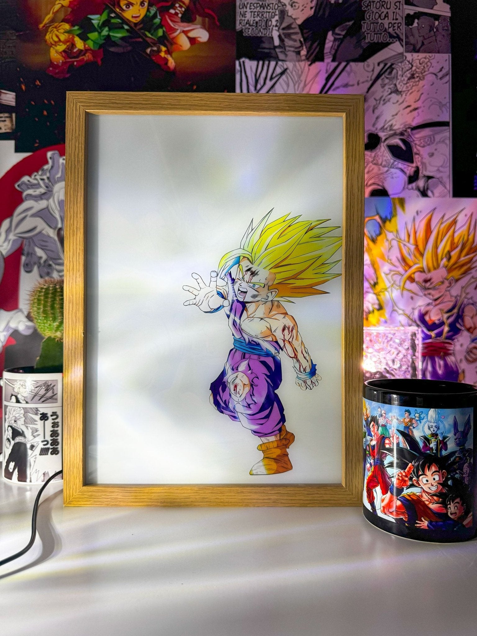 Gohan SSJ2 vs Cell LED Light Painting Lamp Artwork - DBZ - Copisteria Graphic