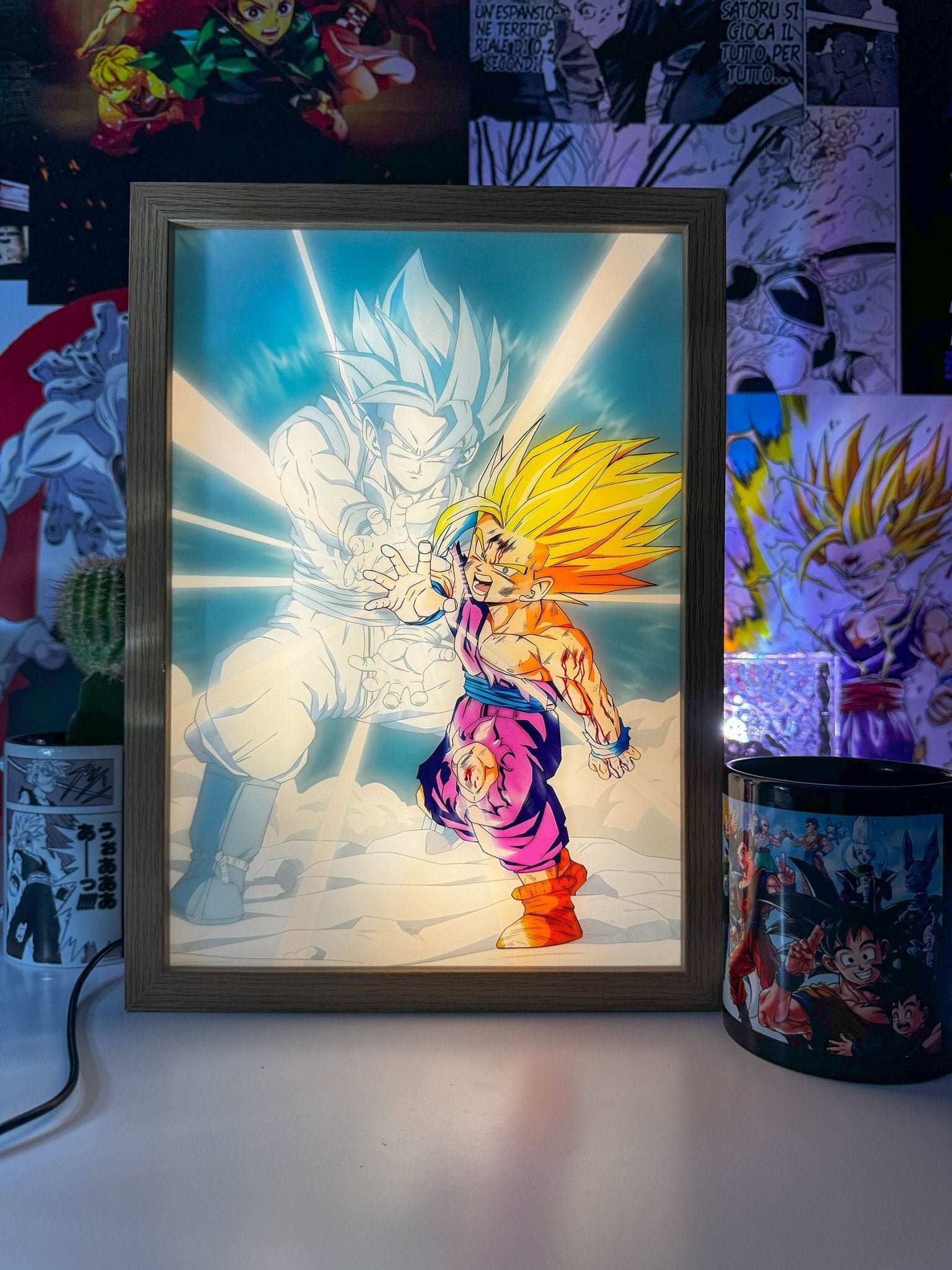 Gohan SSJ2 vs Cell LED Light Painting Lamp Artwork - DBZ - Copisteria Graphic