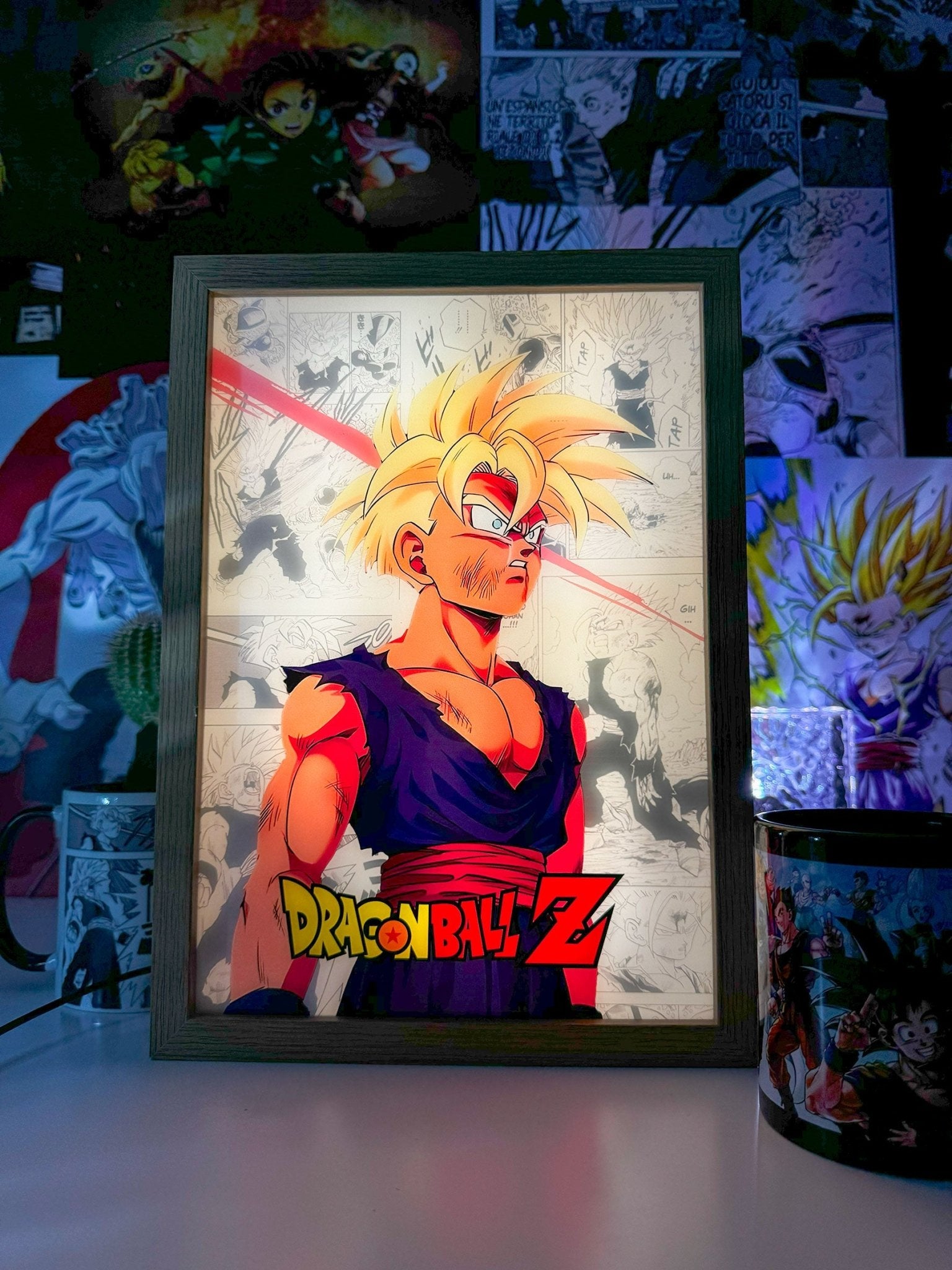 Gohan Super Saiyan 2 LED Light Painting Lamp Artwork - Dragon Ball - Copisteria Graphic