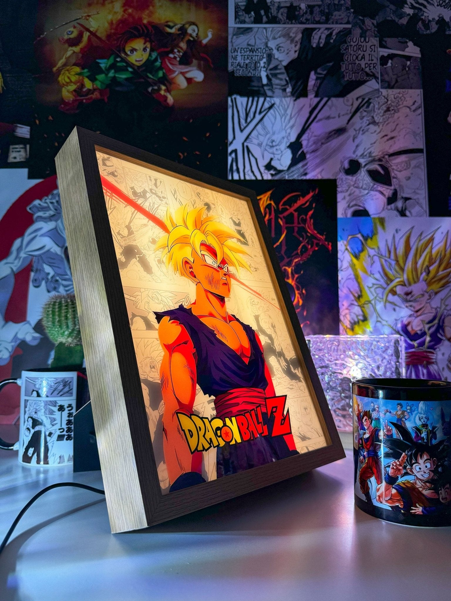 Gohan Super Saiyan 2 LED Light Painting Lamp Artwork - Dragon Ball - Copisteria Graphic